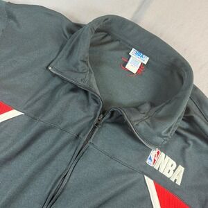 NBA Elevation Mens Track Jacket XL Black Red Full Zip Colorblock Mesh Warm Up